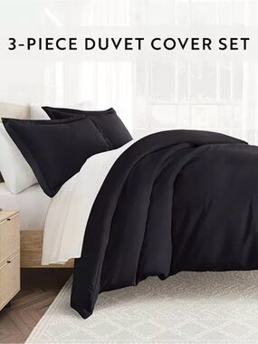 Ienjoy Full/Queen Premium Duvet Cover 3-pc set - Black